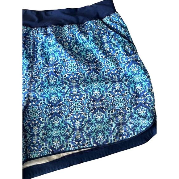 Lands End Swim Shorts Blue Print Size 24W Pockets Stretch 5” Inseam Quick Dry - Picture 2 of 9